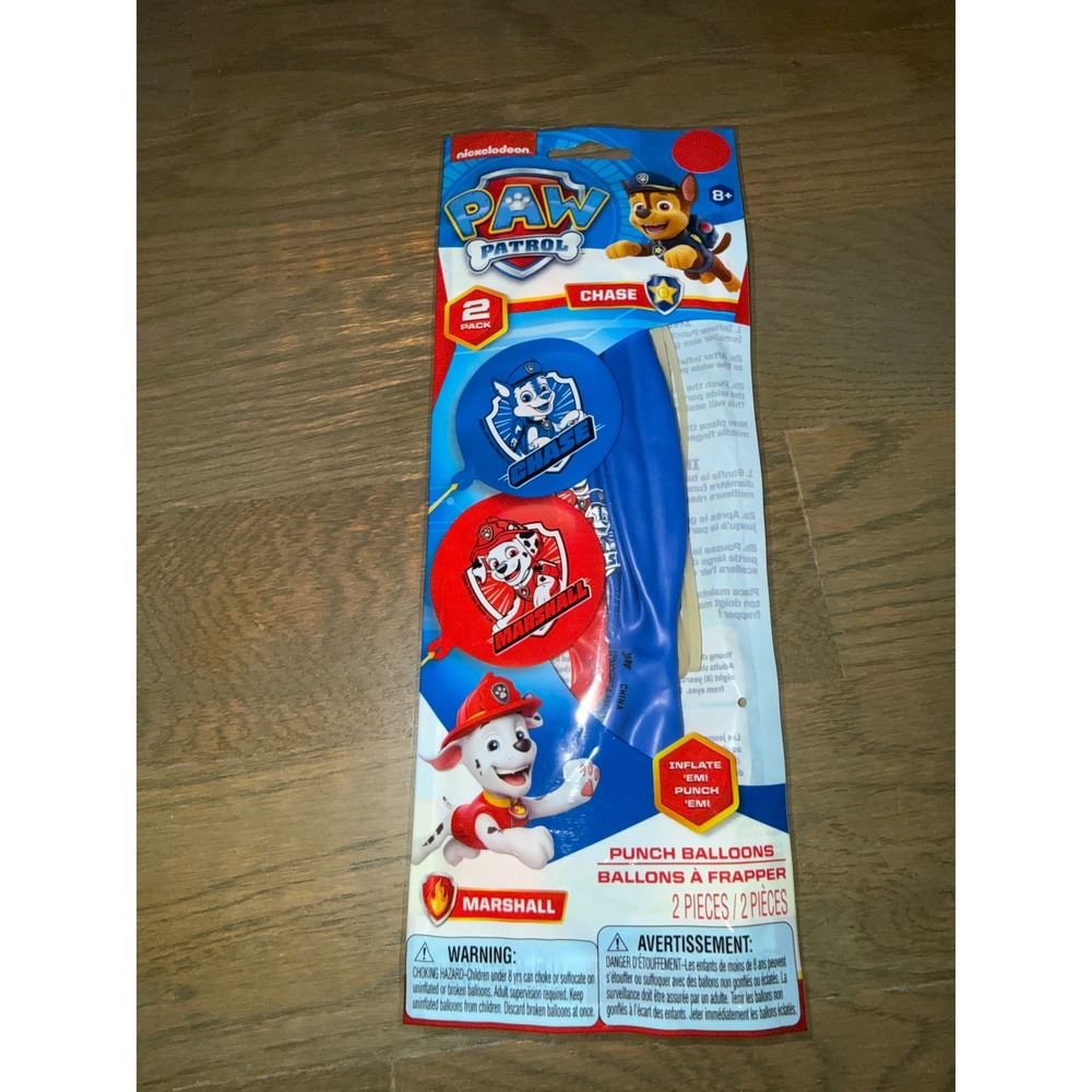 Paw Patrol Punch Balloons 2 Pack Chase Marshall Nickelodeon JA-RU 7504A NEW